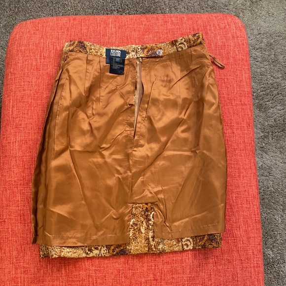 ESCADA Couture Silk Metallic Gold Paisley Mini Skirt - Picture 9 of 9